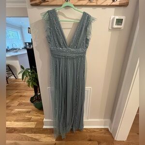 BALTIC BORN TULLE SHIMMER GOWN - DUSTY BLUE